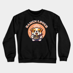 Cute Bulldog Eating Ramen Crewneck Sweatshirt